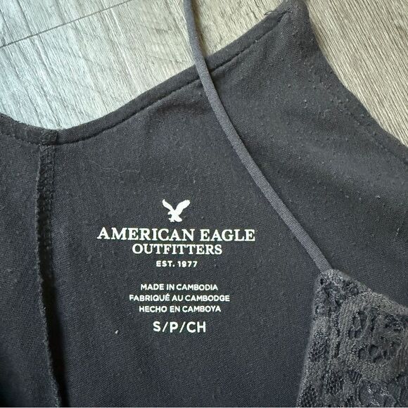 American Eagle Lace Trapeze Top Lined Small Dark Gray Festival - Picture 4 of 11